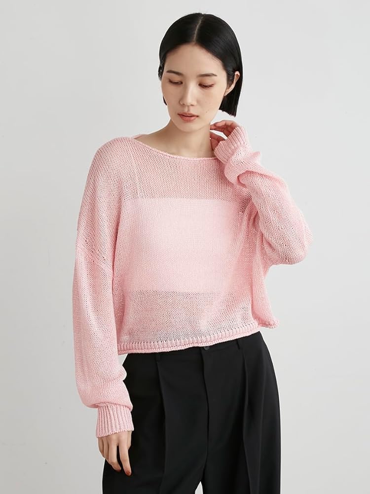 新品　miesrohe ミースロエ　ハーフスリーブチャンキーニット　ピンクニット ハーフスリーブチャンキーニット(ニット)｜トップス｜MIESROHE